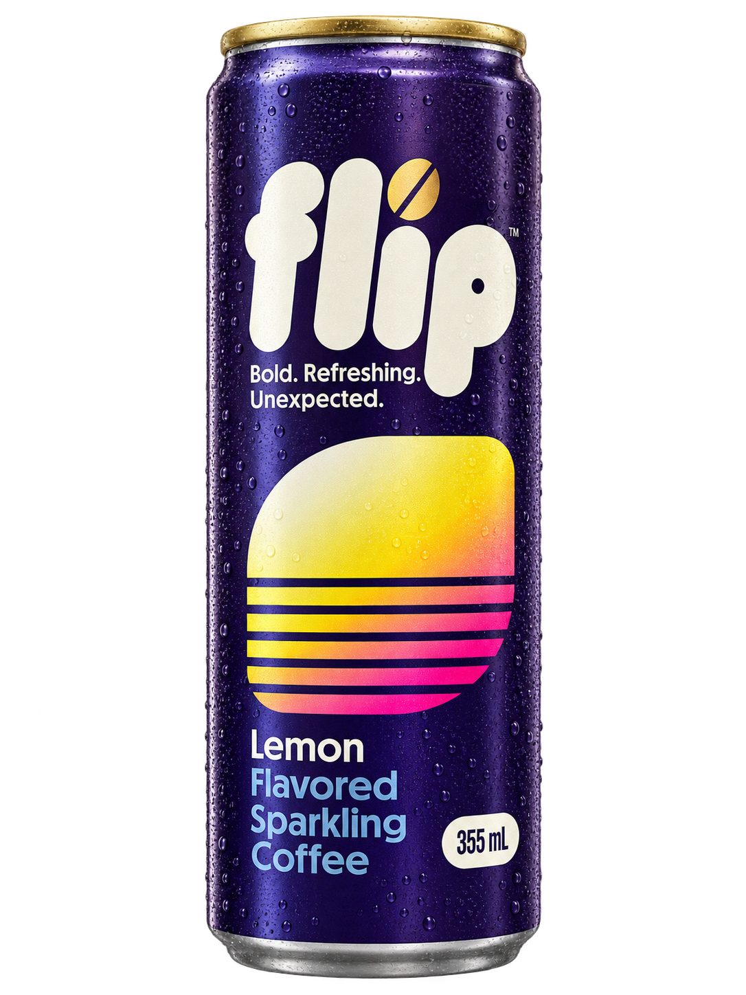 FLIP Lemon can, gold rim and silver base — campaign imagery